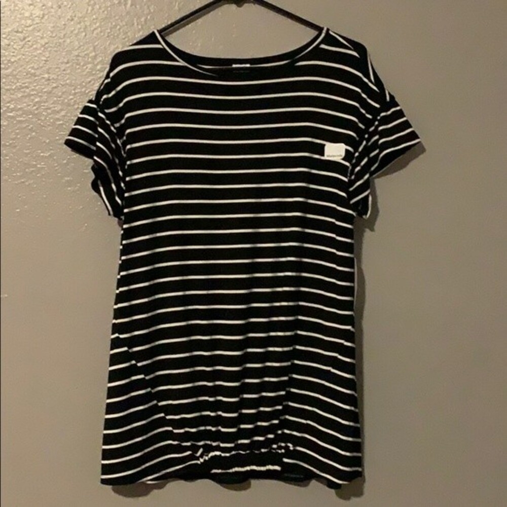 Maternity Ruffle Stripe Top with Elastic Band - Picture 2 of 6